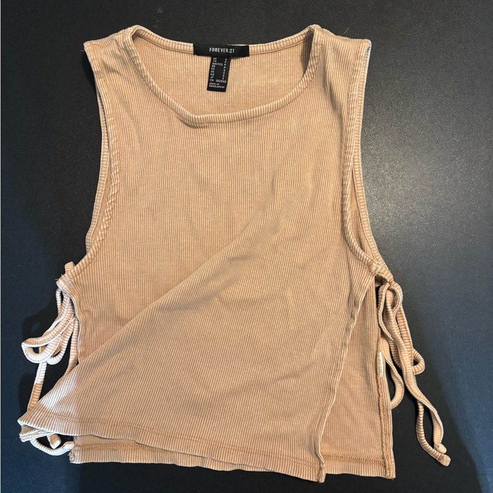 Forever 21 Beige Ribbed Tank Top